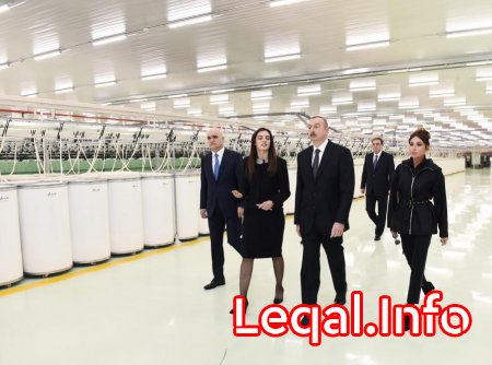 Prezident İlham Əliyev və xanımı Mehriban Əliyeva “Mingəçevir Tekstil” MMC-nin iplik istehsalı üzrə iki müəssisəsinin açılışında iştirak ediblər Prezident İlham Əliyev və xanımı Mehriban Əliyeva “Mingəçevir Tekstil” MMC-nin iplik istehsalı üzrə iki müəssisəsinin açılışında iştirak ediblər