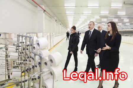Prezident İlham Əliyev və xanımı Mehriban Əliyeva “Mingəçevir Tekstil” MMC-nin iplik istehsalı üzrə iki müəssisəsinin açılışında iştirak ediblər Prezident İlham Əliyev və xanımı Mehriban Əliyeva “Mingəçevir Tekstil” MMC-nin iplik istehsalı üzrə iki müəssisəsinin açılışında iştirak ediblər