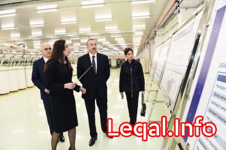 Prezident İlham Əliyev və xanımı Mehriban Əliyeva “Mingəçevir Tekstil” MMC-nin iplik istehsalı üzrə iki müəssisəsinin açılışında iştirak ediblər Prezident İlham Əliyev və xanımı Mehriban Əliyeva “Mingəçevir Tekstil” MMC-nin iplik istehsalı üzrə iki müəssisəsinin açılışında iştirak ediblər