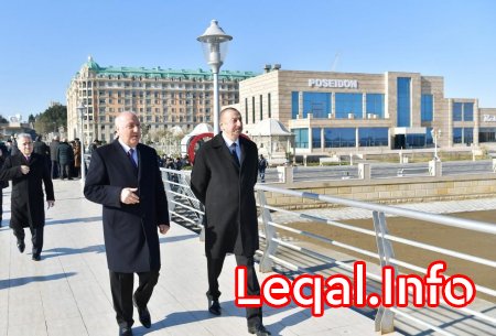 Prezident İlham Əliyev Sumqayıtın dənizkənarı bulvarında 