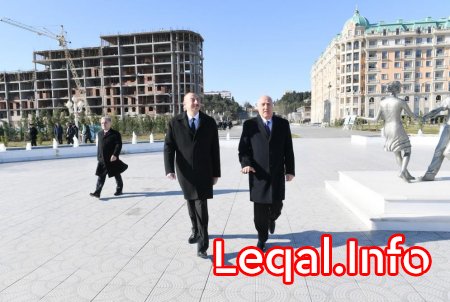Prezident İlham Əliyev Sumqayıtın dənizkənarı bulvarında 