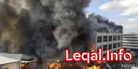 Bakıda ticarət mərkəzində güclü yanğın 