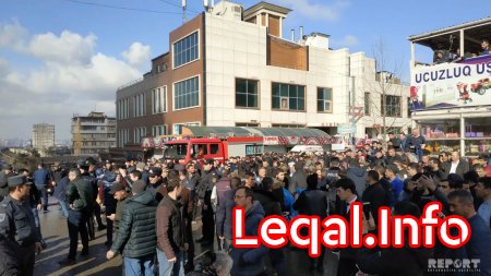Bakıda ticarət mərkəzində güclü yanğın 
