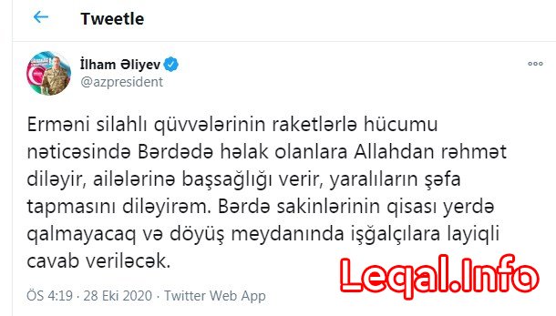 “Bərdə sakinlərinin qisası yerdə qalmayacaq!”