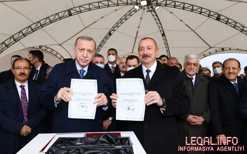 Azərbaycan və Türkiyə prezidentləri Zəngəzur dəhlizinin təməlini qoyublar
