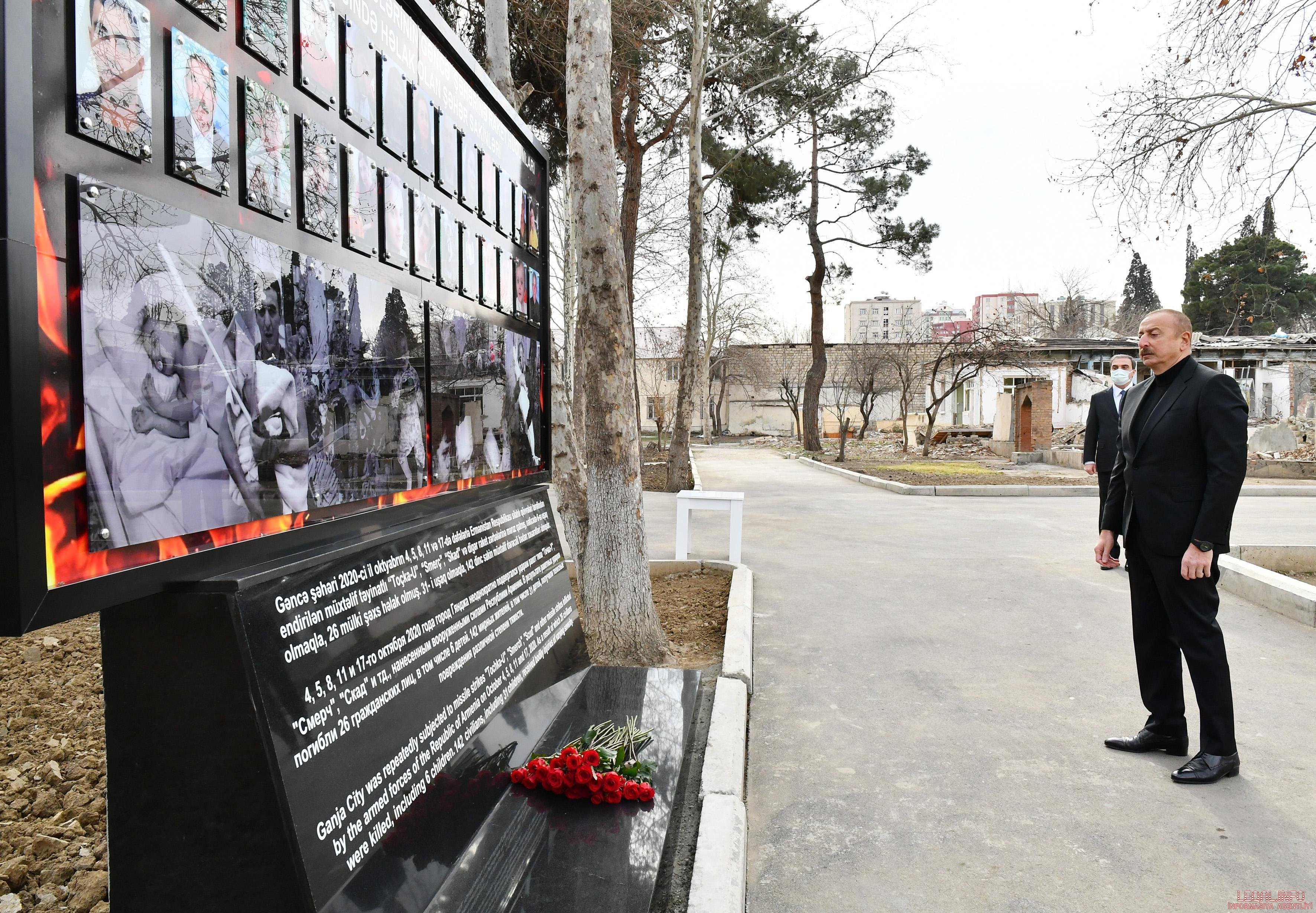 Prezident Gəncə Memorial Kompleksinin təməlini qoyub Prezident Gəncə Memorial Kompleksinin təməlini qoyub