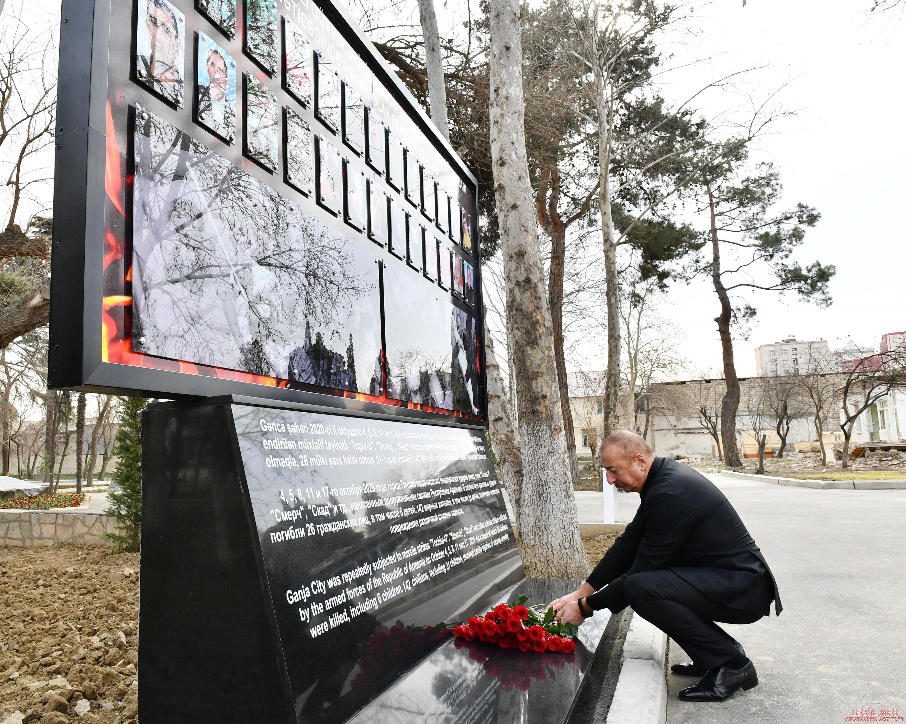 Prezident Gəncə Memorial Kompleksinin təməlini qoyub Prezident Gəncə Memorial Kompleksinin təməlini qoyub