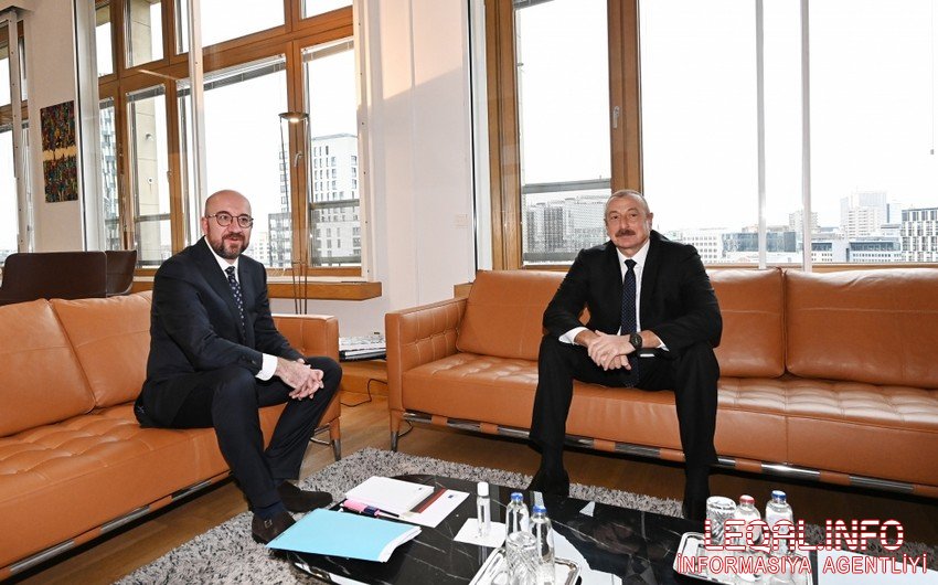 Brüsseldə Prezident İlham Əliyev ilə Avropa İttifaqı Şurasının Prezidenti arasında görüş başlayıb