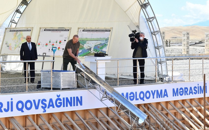 İlham Əliyev və Mehriban Əliyeva “Cəbrayıl” enerji qovşağının təməlqoyma mərasimində iştirak ediblər