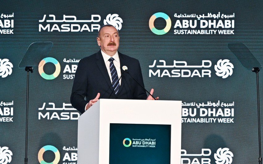 Azərbaycan Prezidenti Əbu-Dabi Dayanıqlılıq Həftəsinin açılış mərasimində çıxış edib