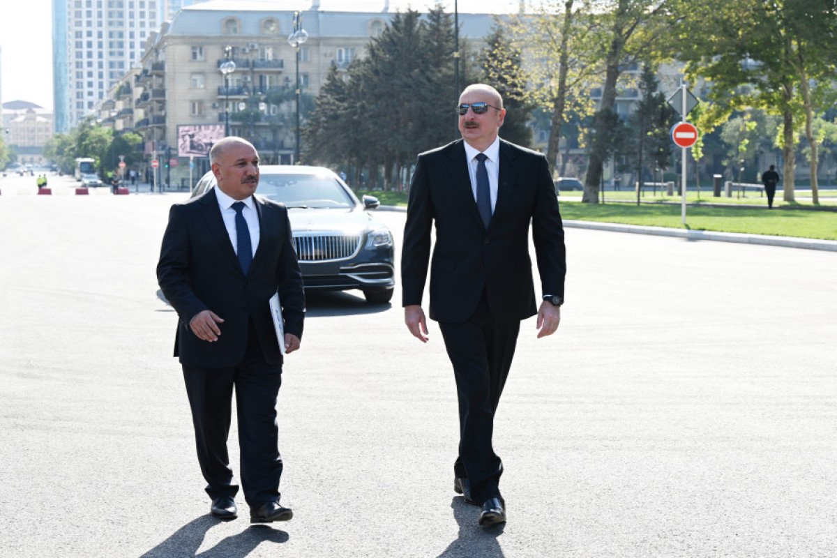 Prezident “Cavanşir” körpüsünün yerində inşa olunmuş yeni avtomobil yolunun açılışında iştirak edib