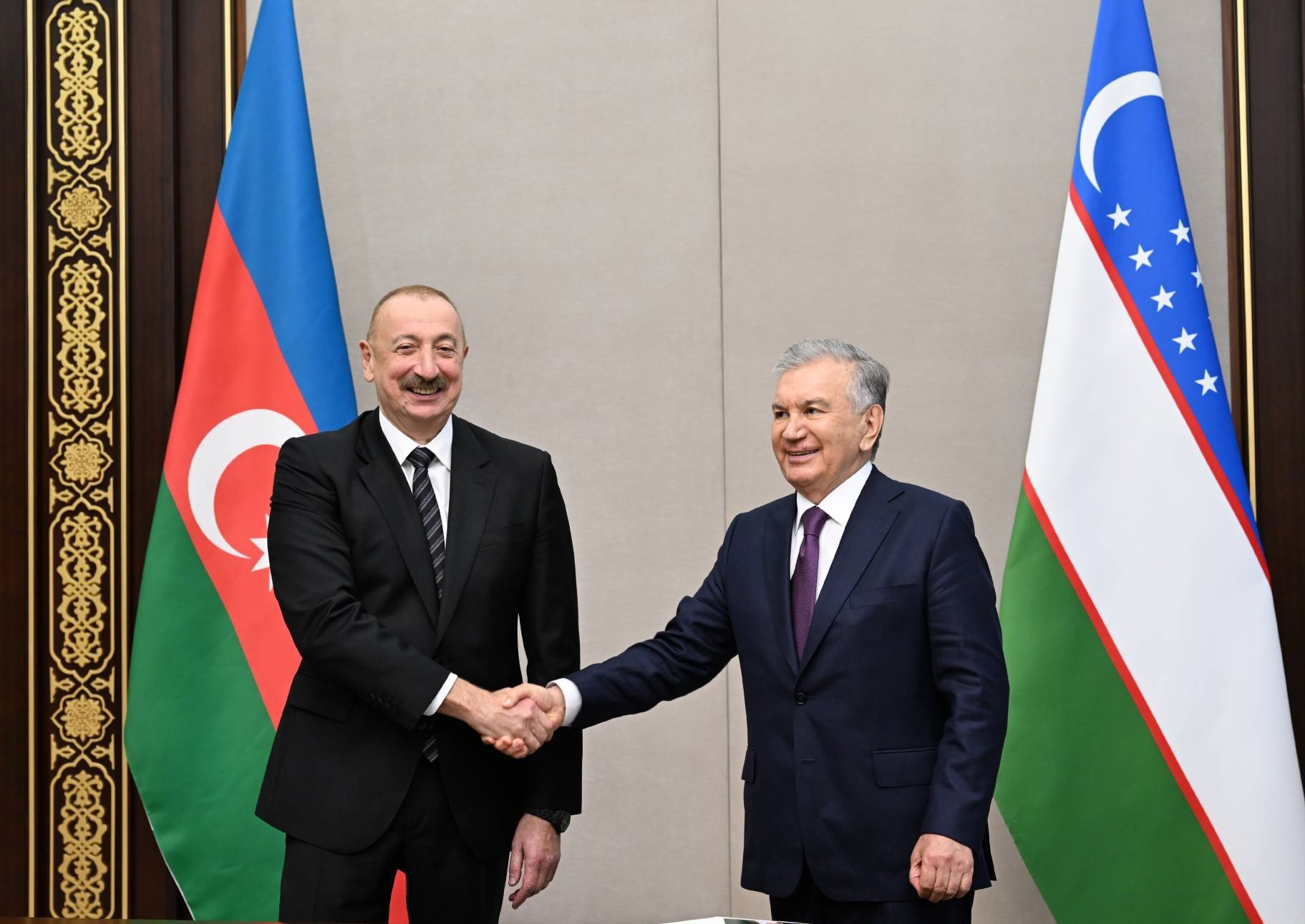 Prezidentlər İlham Əliyev və Şavkat Mirziyoyev Özbəkistan səfirliyinin yeni binasının açılışında iştirak ediblər
