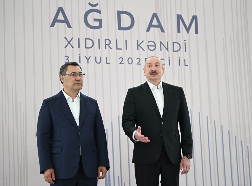Azərbaycan və Qırğızıstan prezidentləri Ağdamın Xıdırlı kəndinin 1-ci mərhələsinin açılışında iştirak ediblər
