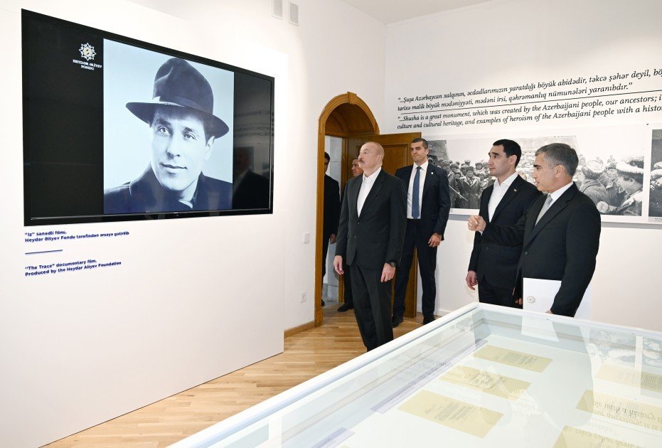 Azərbaycan və Türkmənistan prezidentləri Şuşada “Heydər Əliyev və Qarabağ” sərgisi ilə tanış olublar Azərbaycan və Türkmənistan prezidentləri Şuşada “Heydər Əliyev və Qarabağ” sərgisi ilə tanış olublar