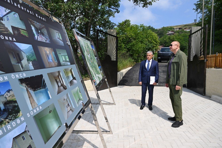 Prezident İlham Əliyev Şuşanın Kiçik Qaladərəsi kəndində görülən işlərlə tanış olub və kəndə qayıdan sakinlərlə görüşüb